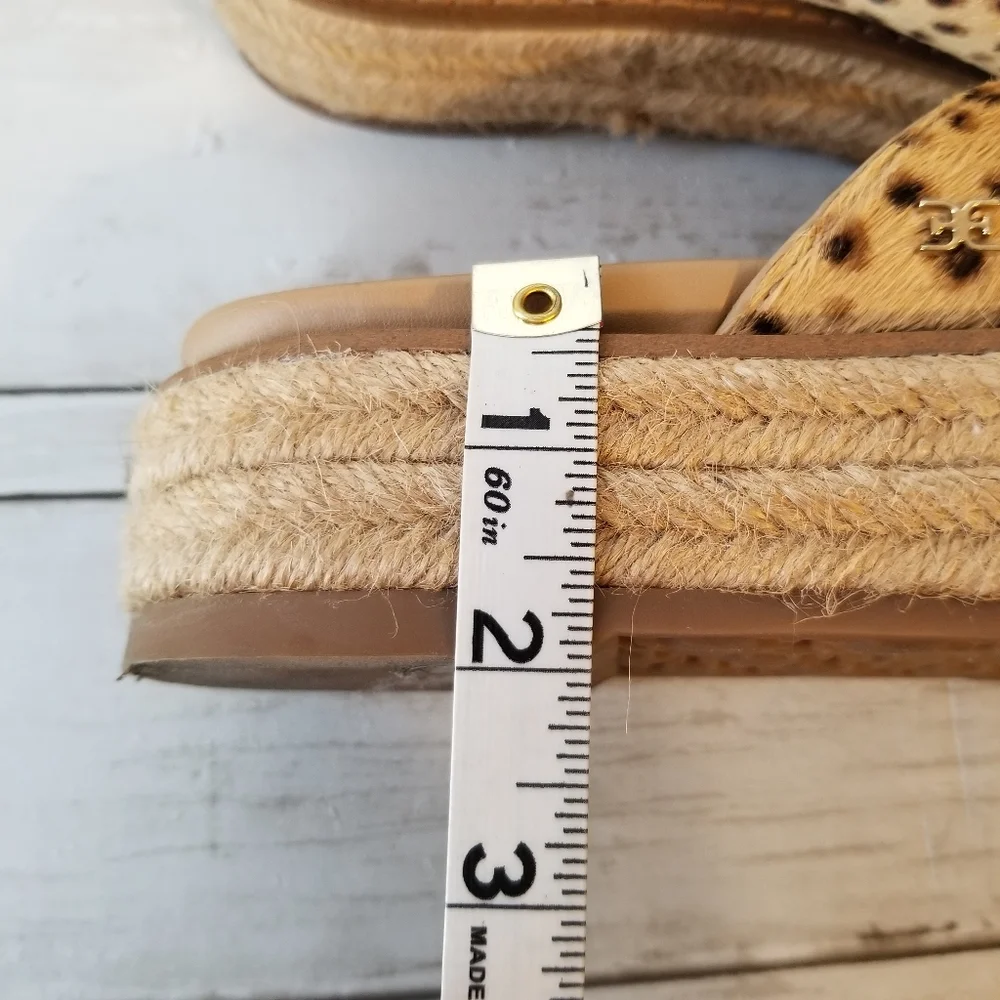 Sam Edelman Korina Leopard Print Calf Hair Espadrille Platform Slide Sandals